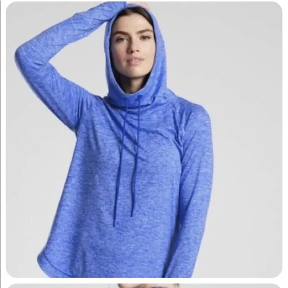 Athleta Uptempo Blue Marled Pullover Hoodie - Picture 8 of 8